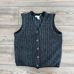 Colorful Knit Button-Up Vest